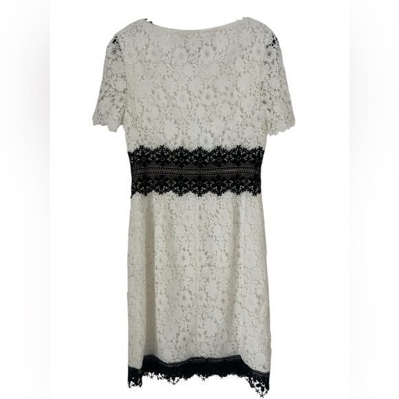 Shani Dress size 6 Women’s black and white lace Short Sleeve Colorblock Floral - Picture 8 of 10